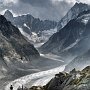 Stormy weather building to the south, as seen from above the Mer de Glace