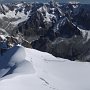 A panorama across the Col du Plan, with the Grandes Jorasses and Dent du Geant on the right