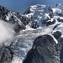 Mont Blanc's Bossons Glacier seen from high above Chamonix
