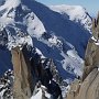 Climbers at the start of the final section of the Cosmiques Arete