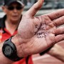 After Graeme Harrison snatched second in his 400m final, he showed me the motivational reminder he'd written on his hand.