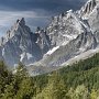 Mont Blanc and the Aiguille Noire du Peuterey seen from Val Ferret in Italy