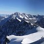 Climbers descending to the Col du Plan on a nearly cloudless day