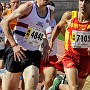 Now that is what I call "a look"! Anthony Whiteman sets off on his final lap of the M40 1500m final.