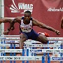 A panorama of hurdles and hurdlers.