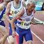 Steely determination in the eyes of Vic Novell in the M70 4x400m relay.